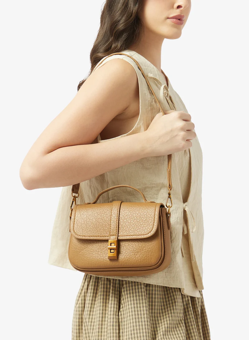 ELLA Brown classic crossbody bag with gold detail for Women | Best Price UAE